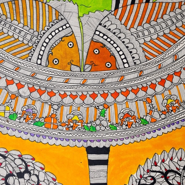 Dancing Fish: A Symphony of Colors | Unframed Madhubani Painting 32.2 x 24.2 inches - 32.2 x 24.2 inches