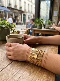 Gold-Toned Criss Cross Cuff Bracelet for Women | Textured Wide Open Bangle | Bold Statement Fashion Jewelry - Golden