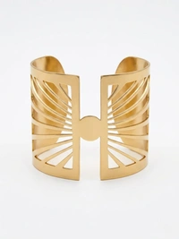 Gold-Toned Criss Cross Cuff Bracelet for Women | Textured Wide Open Bangle | Bold Statement Fashion Jewelry - Golden