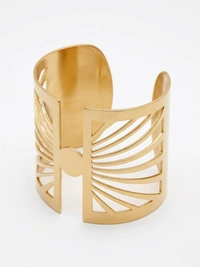 Gold-Toned Criss Cross Cuff Bracelet for Women | Textured Wide Open Bangle | Bold Statement Fashion Jewelry - Golden