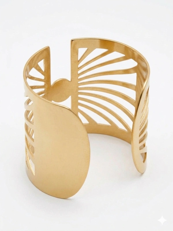 Gold-Toned Criss Cross Cuff Bracelet for Women | Textured Wide Open Bangle | Bold Statement Fashion Jewelry - Golden