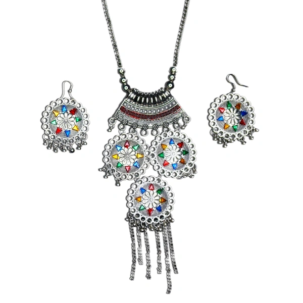Timeless Beauty Traditional Oxidized Silver Necklace Set – Stylish Ethnic jewellery for Women