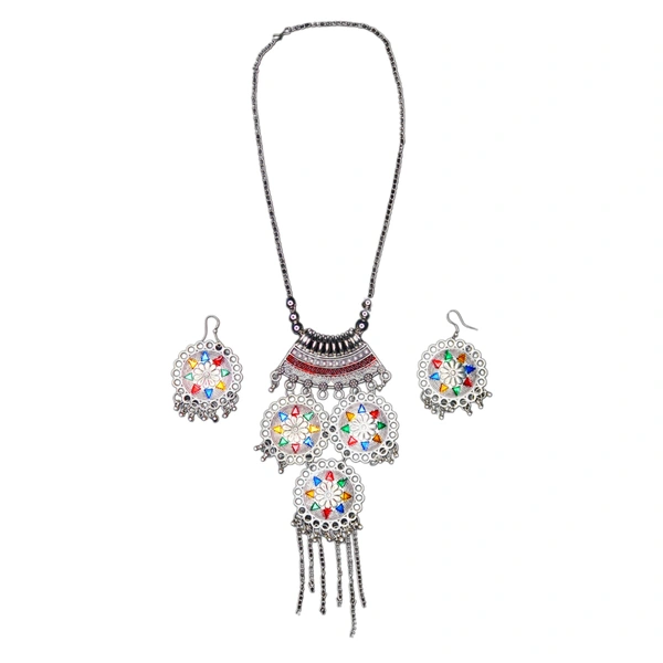 Timeless Beauty Traditional Oxidized Silver Necklace Set – Stylish Ethnic jewellery for Women
