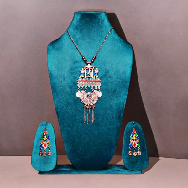 Timeless Beauty Traditional Oxidized Silver Necklace Set – Stylish Ethnic jewellery for Women