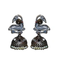 "Majestic Deer Oxidized Jhumka Earrings – A Blend of Tradition & Elegance"