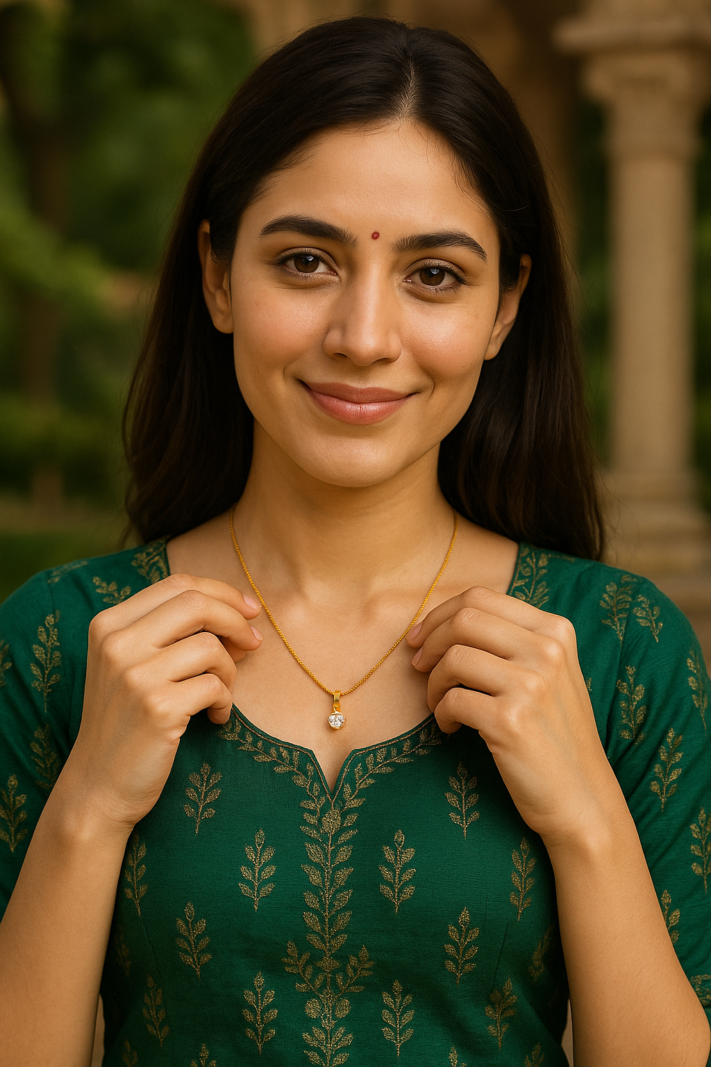 Gold Necklace with Diamond Pendant