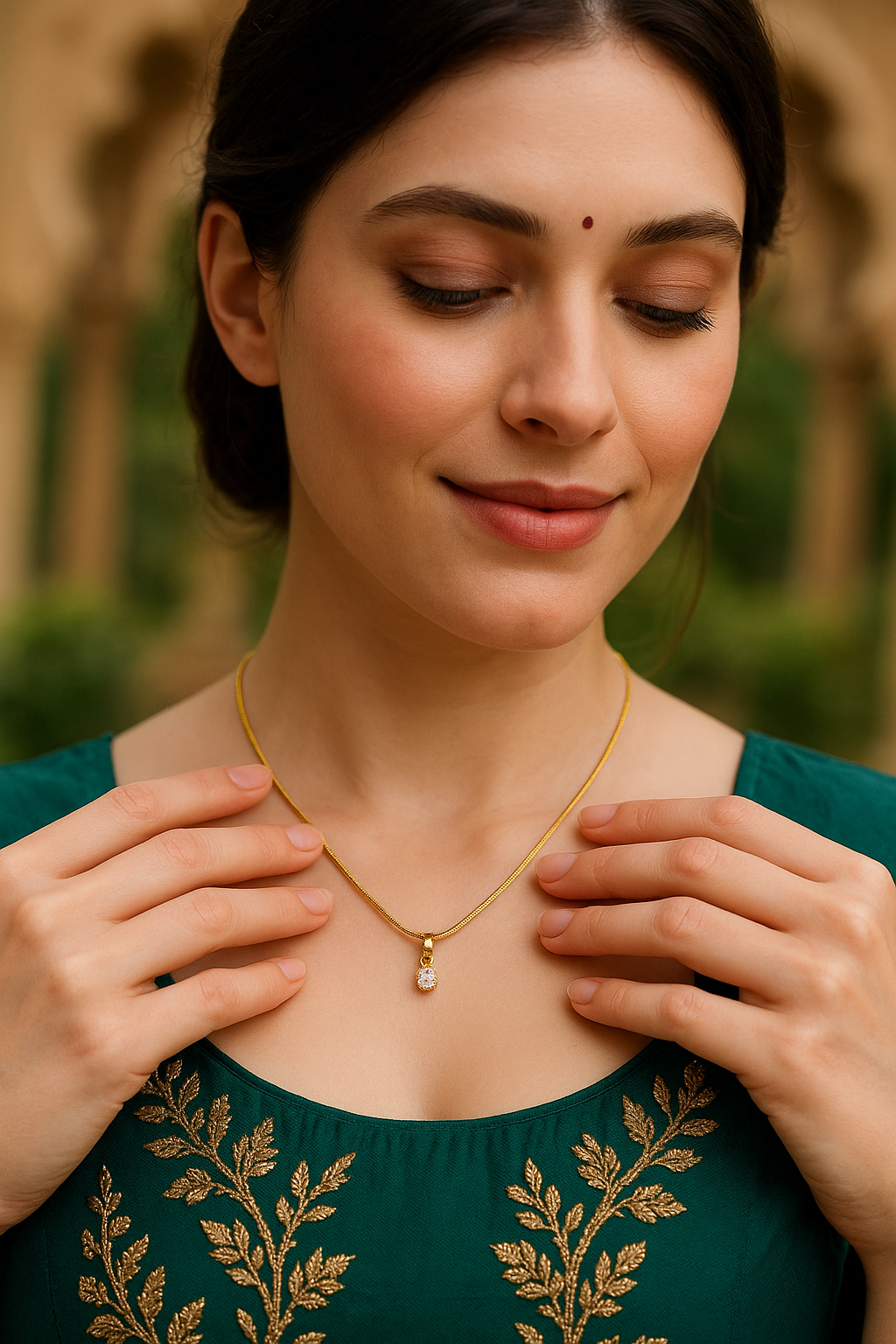 Gold Dainty Chain with Sparkling Diamond