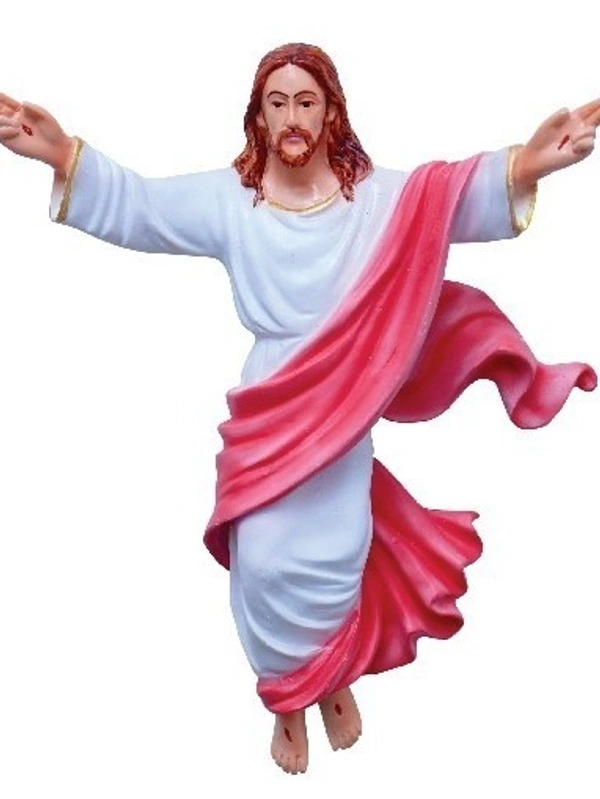 RISING CHRIST POLY RESIN STATUE          ITEM  CODE- BB2374C - 9 INCH X12  INCH, MULTICOLOUR