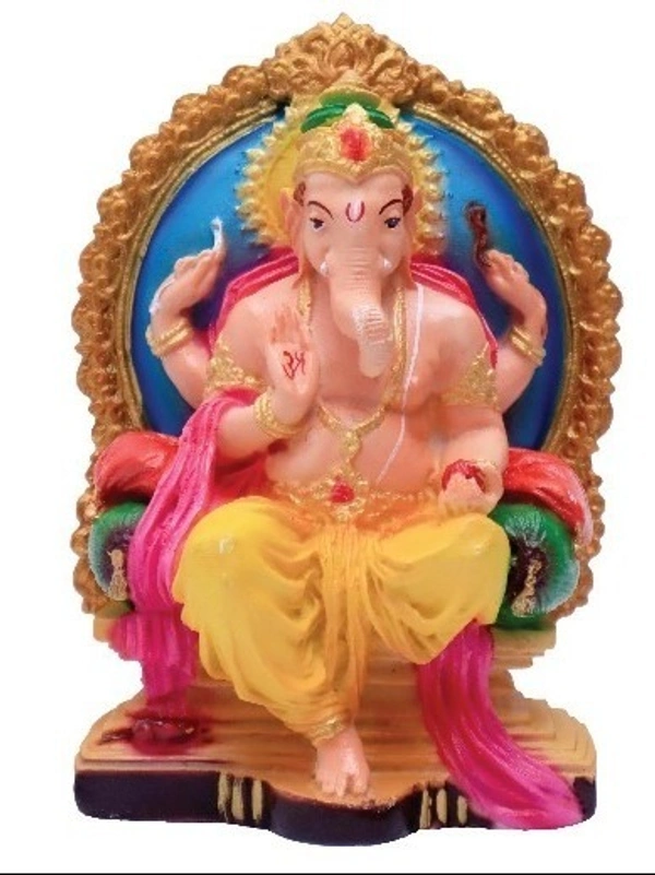 GANAPATHY STATUE   POLY RESIN  MATERIAL          ITEM  CODE- BB869C - 5 INCH X 6 INCH, MULTICOLOUR