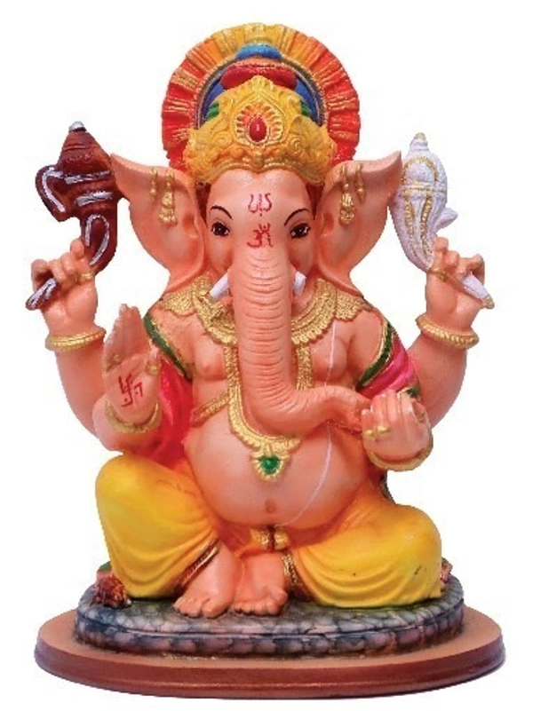  GANAPATHY STATUE   POLY RESIN  MATERIAL          ITEM  CODE- BB949C - 7 INCH X 10 INCH, MULTICOLOUR