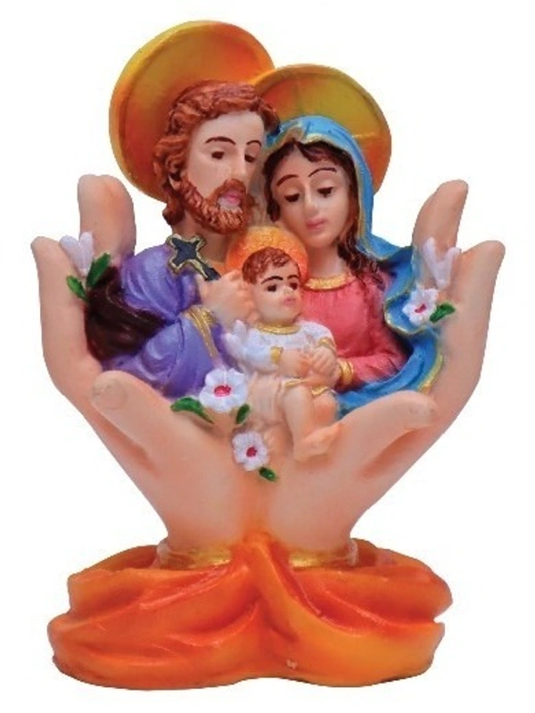 HOLY FAMILY POLY RESIN STATUE ITEM CODE- BB - 4 INCH X 6 INCH, MULTICOLOUR