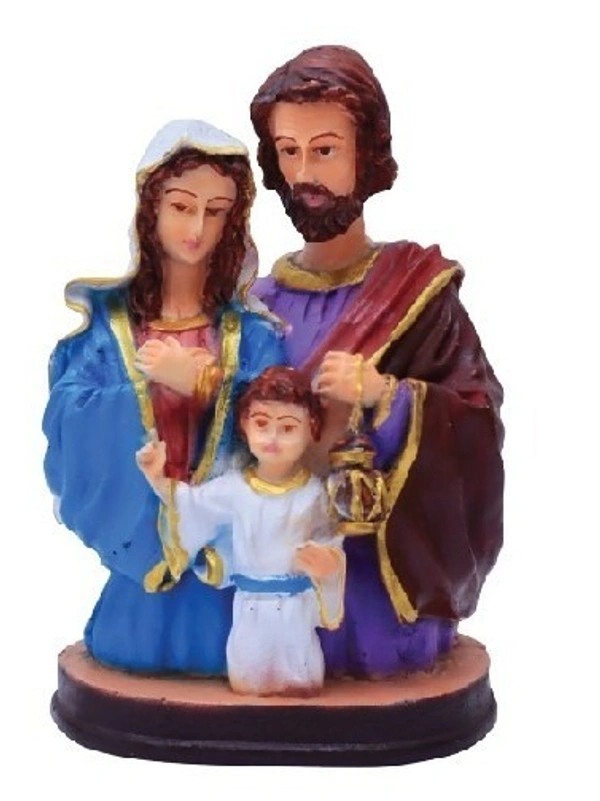 HOLY FAMILY POLY RESIN STATUE ITEM CODE- BB1181C - 4 INCH X 6 INCH, MULTICOLOUR