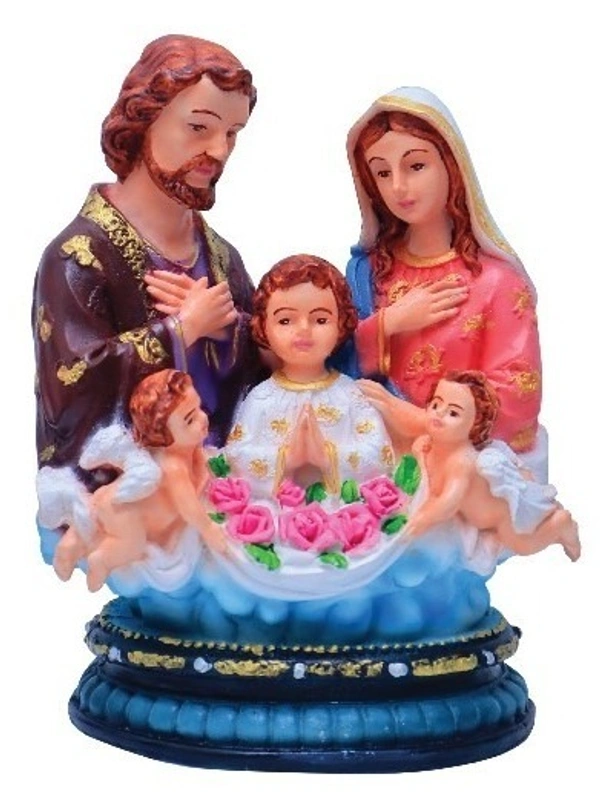 HOLY FAMILY POLY RESIN STATUE          ITEM  CODE- BB1196C - 7 INCH X 9 INCH, MULTICOLOUR