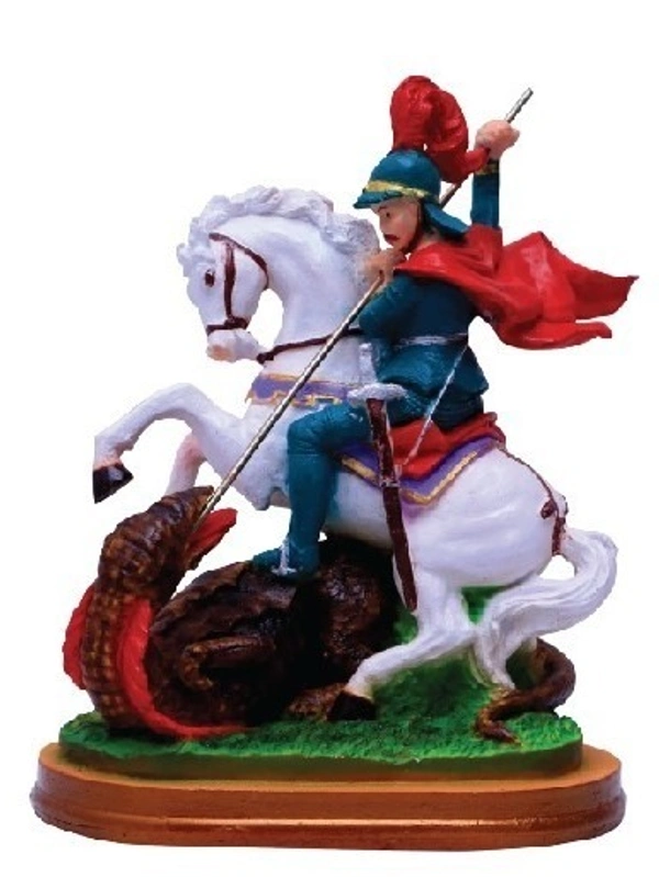 ST. GEORGE POLY RESIN STATUE ITEM CODE- BB - 8 INCH X 17 INCH, MULTICOLOUR