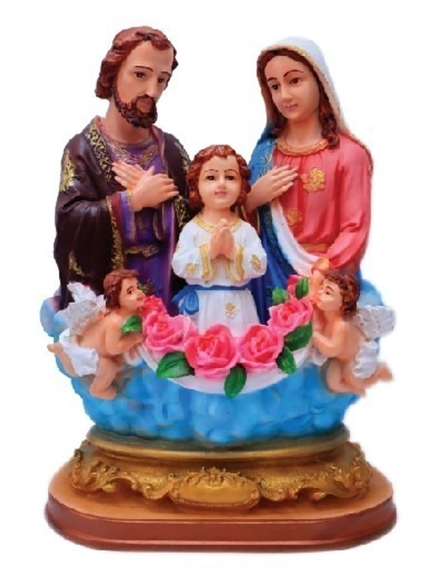 HOLY FAMILY POLY RESIN STATUE          ITEM  CODE- BB1252C - 9 INCH X 12 INCH, MULTICOLOUR