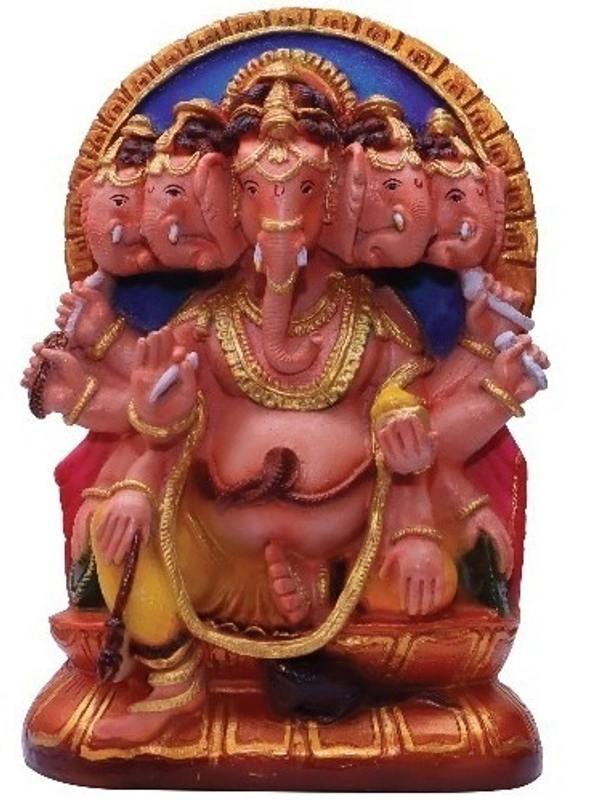 PANCHAMUKHI GANAPATHY STATUE POLY RESIN MATERIAL ITEM CODE- BB1284C - 9 INCH X 12 INCH, MULTICOLOUR