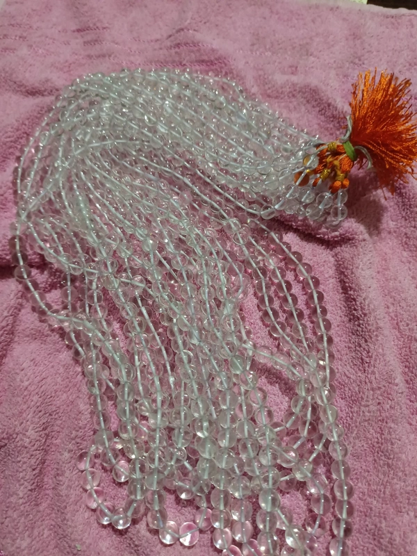 9 mm CLEAR QUARTZ - SPADIKA MALA 108+1 BEADS  SUPER QUALITY - CLEAR