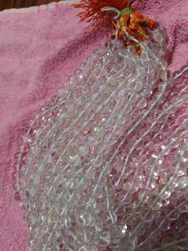 9 mm CLEAR QUARTZ - SPADIKA MALA 108+1 BEADS  SUPER QUALITY - CLEAR