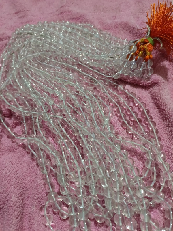 9 mm CLEAR QUARTZ - SPADIKA MALA 108+1 BEADS  SUPER QUALITY - CLEAR