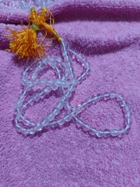 6-7 mm CLEAR QUARTZ SPADIKA MALA 108+1 BEADS - FIRST QUALITY - SLIGHTLY SMOKY