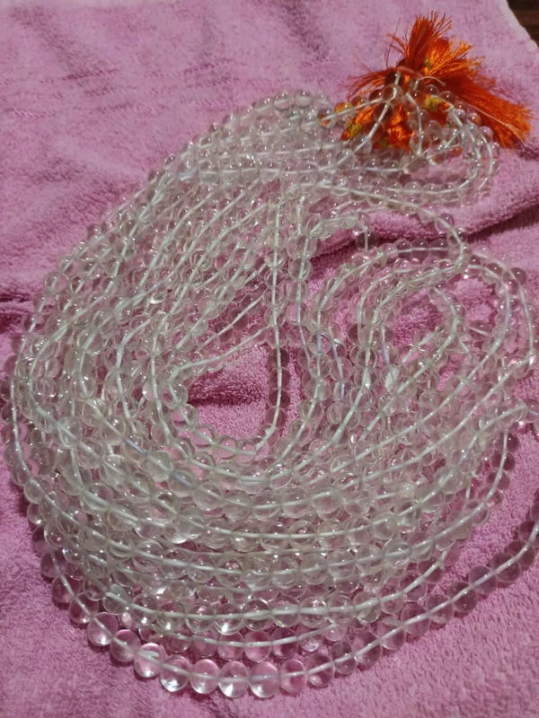 10 mm CLEAR QUARTZ - SPADIKA MALA 108+1 BEADS SUPER QUALITY - CLEAR