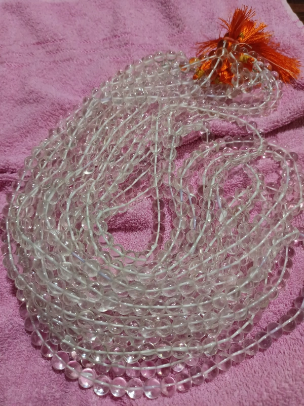 10 mm CLEAR QUARTZ - SPADIKA MALA 108+1 BEADS SUPER QUALITY - CLEAR
