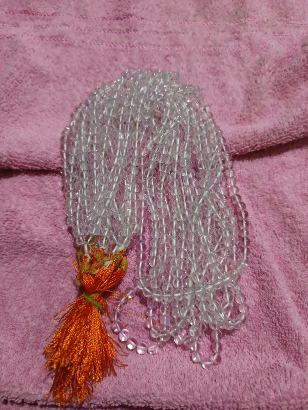 6-7 mm CLEAR QUARTZ -SPADIK MALA 108+1 BEADS - SUPER QUALITY - CLEAR