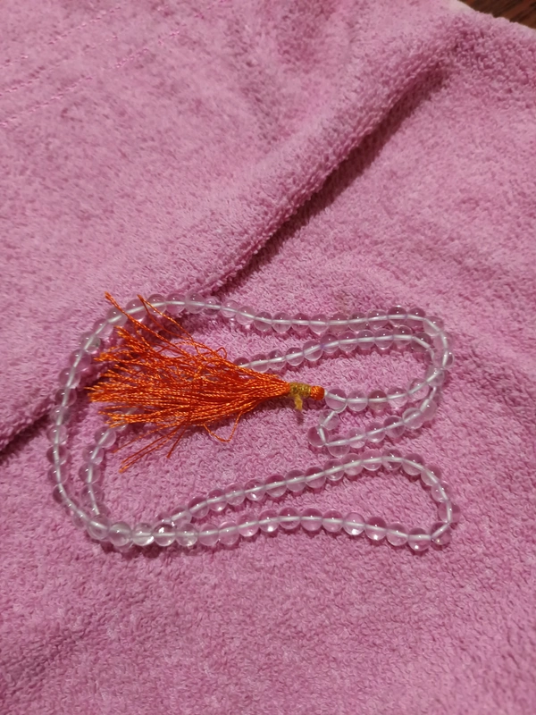 6-7 mm CLEAR QUARTZ -SPADIK MALA 108+1 BEADS - SUPER QUALITY - CLEAR