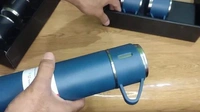 STAINLESS STEEL VACUUM FLASK SET WITH 3 STEEL CUPS COMBO FOR COFFEE HOT DRINK AND COLD WATER FLASK IDEAL GIFTING TRAVEL FRIENDLY LATEST FLASK BOTTLE. (500ML) - 500ml Flask, Kashmir Blue