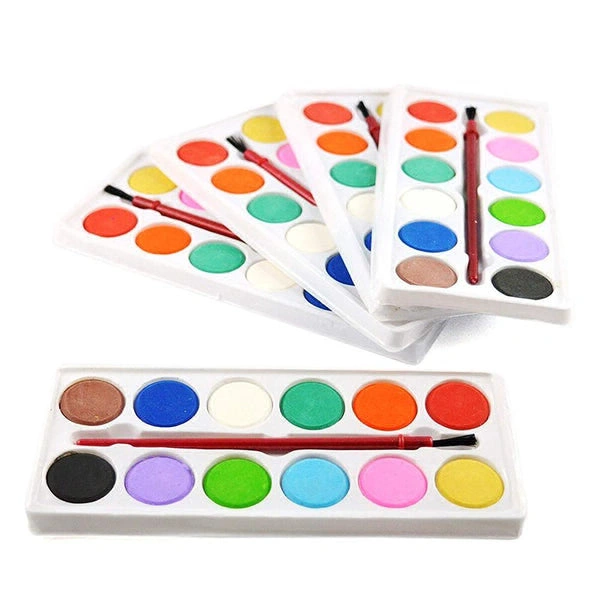 Painting Water Color Kit - 12 Shades and Paint Brush (1Pcs )