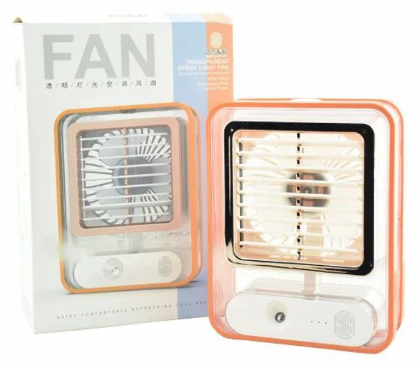 Rechargeable Battery Operated Mini USB Fan With Mist Water Spray Mini Cooler With LED Light - Macaroni and Cheese