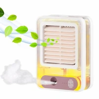 Rechargeable Battery Operated Mini USB Fan With Mist Water Spray Mini Cooler With LED Light - Macaroni and Cheese