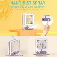 Rechargeable Battery Operated Mini USB Fan With Mist Water Spray Mini Cooler With LED Light - Macaroni and Cheese