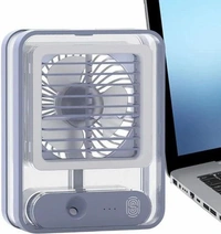 Rechargeable Battery Operated Mini USB Fan With Mist Water Spray Mini Cooler With LED Light - Macaroni and Cheese