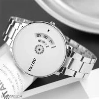 PAIDU Stylish Rotating Dial Watch – Stainless Steel - WHITE