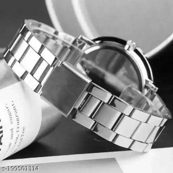 PAIDU Stylish Rotating Dial Watch – Stainless Steel - WHITE