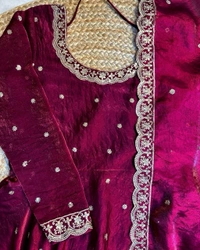 W27322 Bakrid special Rich sequence embroidery Gown + Dupata - XL-42, Wine