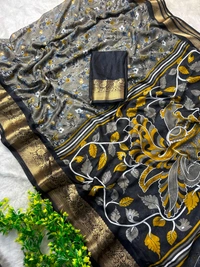 W62231 Premium Heavy Mass Mellow Office Wear saree - Black