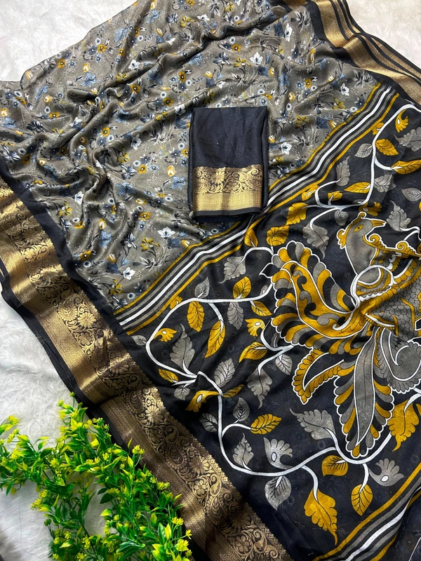 W62231 Premium Heavy Mass Mellow Office Wear saree - Black