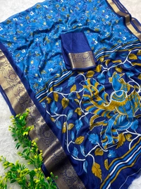W62231 Premium Heavy Mass Mellow Office Wear saree - Blue