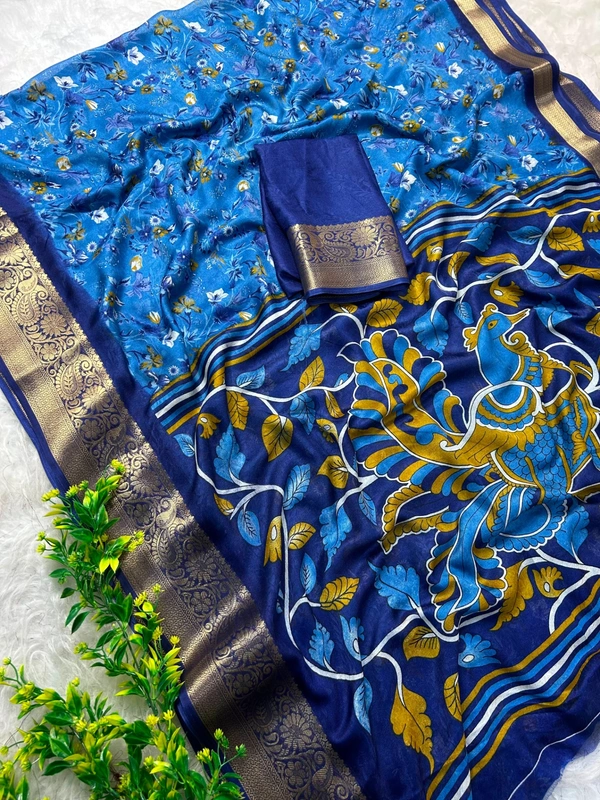 W62231 Premium Heavy Mass Mellow Office Wear saree - Blue
