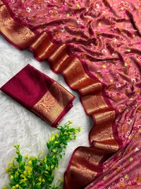 W62231 Premium Heavy Mass Mellow Office Wear saree - Pink