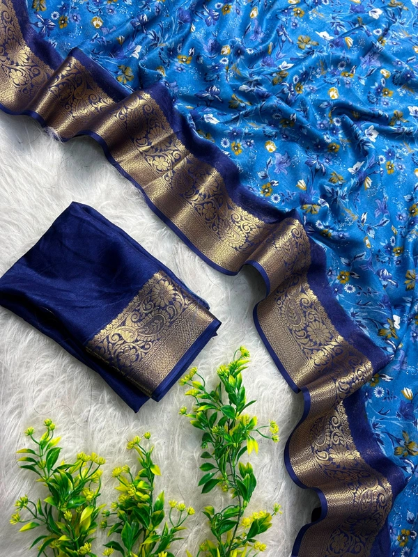 W62231 Premium Heavy Mass Mellow Office Wear saree - Blue