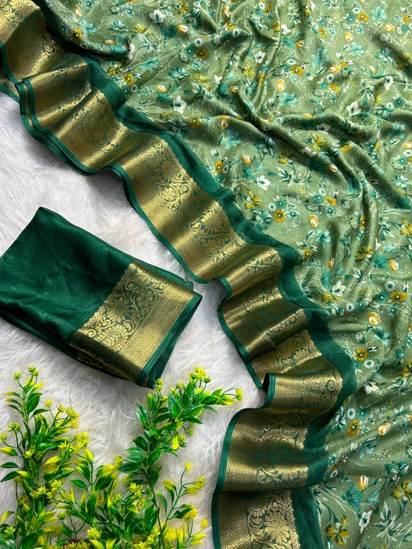W62231 Premium Heavy Mass Mellow Office Wear saree - Green