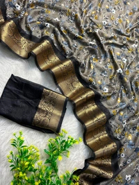 W62231 Premium Heavy Mass Mellow Office Wear saree - Black