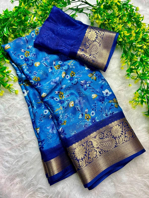 W62231 Premium Heavy Mass Mellow Office Wear saree - Blue
