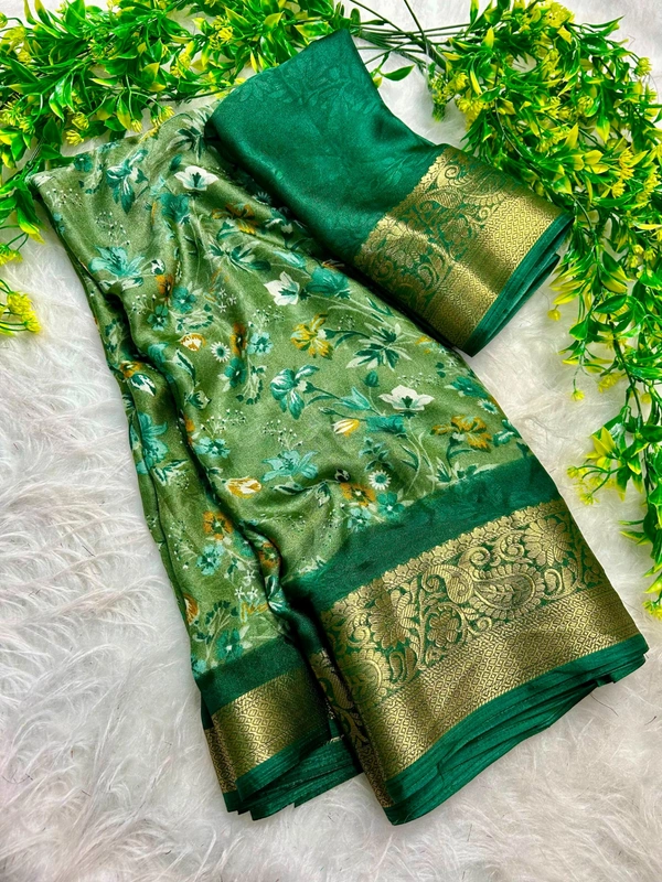 W62231 Premium Heavy Mass Mellow Office Wear saree - Green