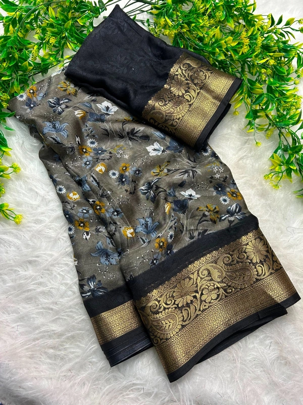 W62231 Premium Heavy Mass Mellow Office Wear saree - Black