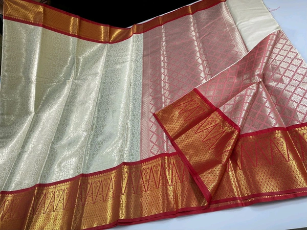 B06322 Premium Soft Semi Kanchipuram Silk Saree - White