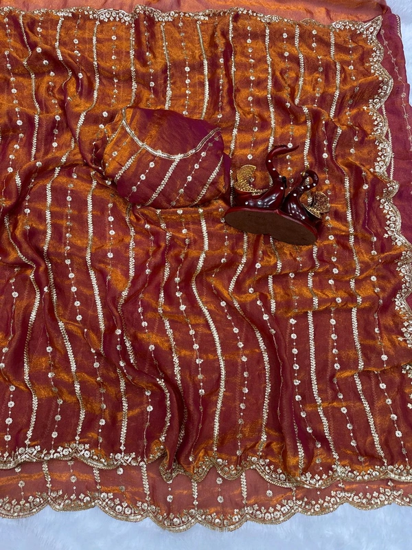 W06101 Embroidery And Sequence Work Trending space silk saree ❣️
- Orange